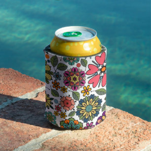 Porta-lata Arte Padrão Moderna de Desenho Retro Floral Invisí