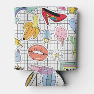 Porta-lata Arte Pop Retroativa: Coleção de Crachás