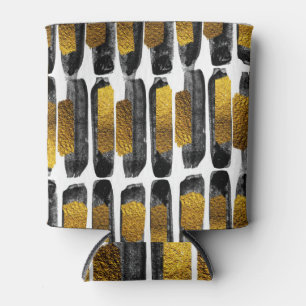 Porta-lata Artista dourado: Abstrato preto e Dourado