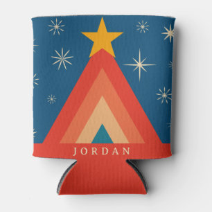 Porta-lata Árvore de Natal Minimalista Vermelho e Azul