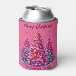 Porta-lata Árvore de Natal Rosa Personalizada Família