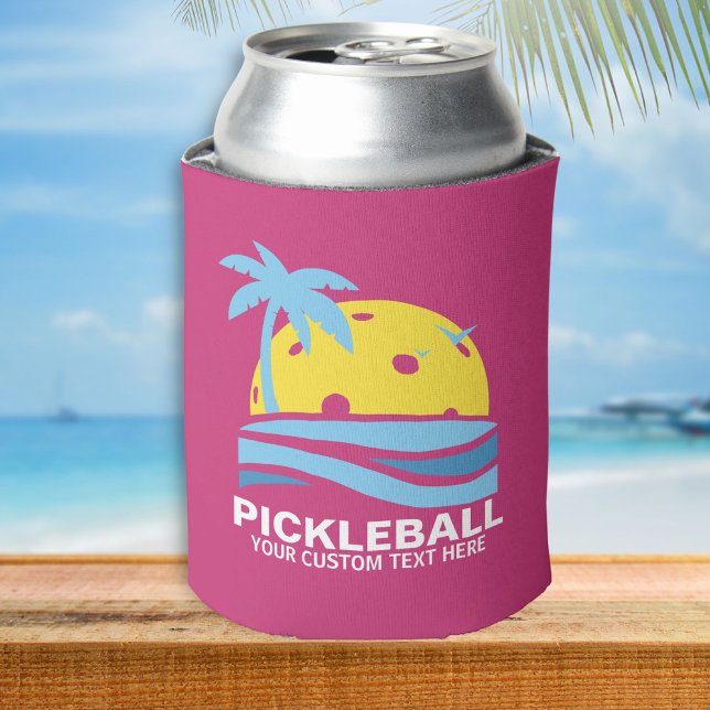 Porta-lata Árvore de Palma de Pickleball Engraçado Texto Pers (Criador carregado)