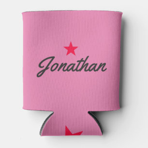 Porta-lata Assinatura Estrela Vintage Rosa e Preto