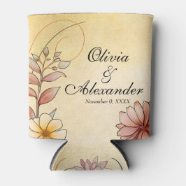 Porta-lata Autumn Watercolor Floral Terracotta Casamentos Fav