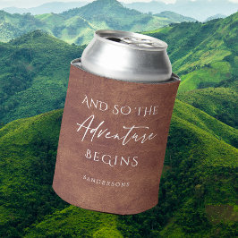 Porta-lata Aventura de Couro Castanho Personalizada