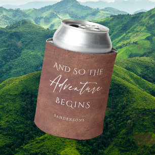 Porta-lata Aventura de Couro Castanho Personalizada