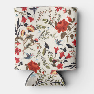 Porta-lata Aves e Flores: Design Floral sem costura