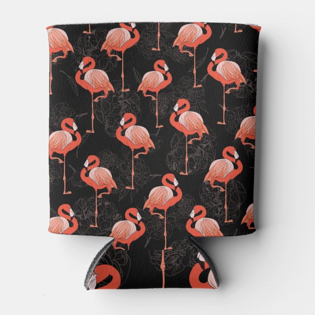 Porta-lata Aves Flamingos: Design de têxteis de vindima (Frente)