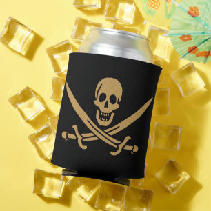 Porta-lata Aztec Dourado Crânio e Cutlass Pirata Calico Jack