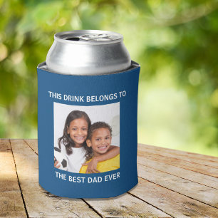 Porta-lata Azul de Fotografia Personalizado do Melhor Pai