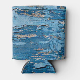 Porta-lata Azul de Vintage: Textura Antiga de Madeira