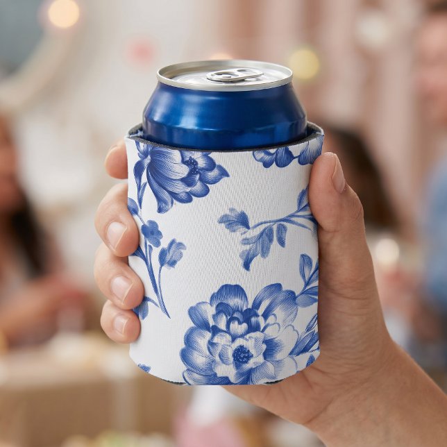 Porta-lata Azul Empoeirado Chinoiserie (Dusty Blue Chinoiserie Can Cooler)
