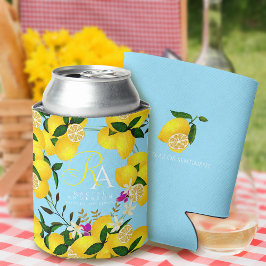 Porta-lata Azul-limão-monograma