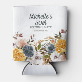 Porta-lata Azul-Marinho Amarelo Floral 50º Aniversário