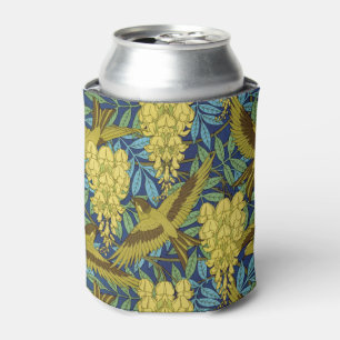 Porta-lata Azul Marinho Vintage com Padrão Floral Amarelo