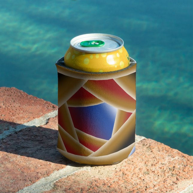 Porta-lata Azul Negro Vermelho Dourado Abyss Abstrato Art (Piscina in situ)