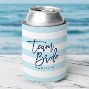 Porta-lata Azul Pastel e o branco listram a noiva azul da