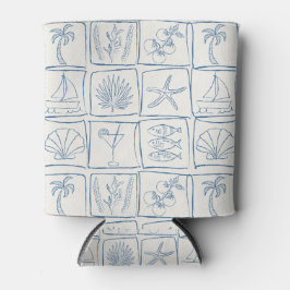 Porta-lata Azulejo Linen Mediterrâneo Costeiro Caprichoso Cob