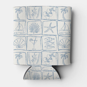Porta-lata Azulejo Linen Mediterrâneo Costeiro Caprichoso Cob
