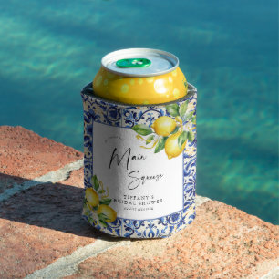 Porta-lata Azulejos Azuis Mediterrâneos Chá de Bebê de Noiva 
