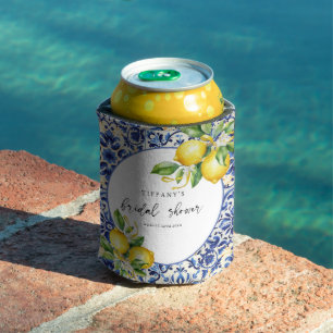 Porta-lata Azulejos Azuis Mediterrâneos Chá de Bebê de Noiva 
