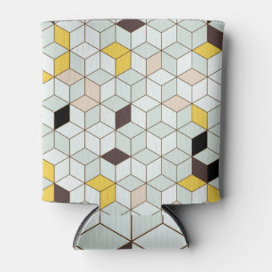 Porta-lata Azulejos, padrão branco preto geométrico.
