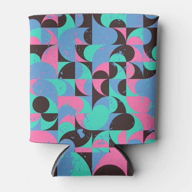 Porta-lata Azulejos Vintage Neon Pink Green (Frente)