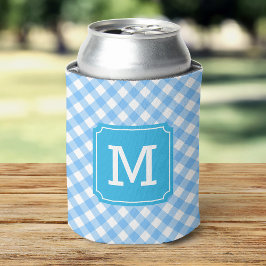 Porta-lata Baby Blue Gingham Personalize Monograma