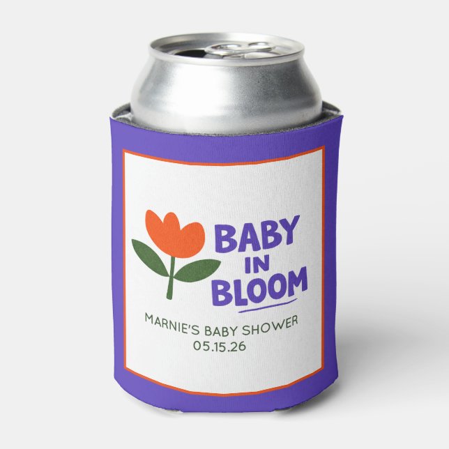 Porta-lata Baby in Bloom Tulip Trendy Modern Baby Shower (Can Front)