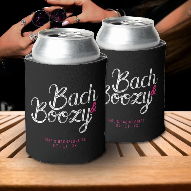 Porta-lata Bach & Boozy Black & Pink Festa de solteira (Bach & Boozy Black & Pink Bachelorette Party Can Cooler
)