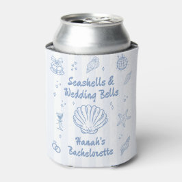 Porta-lata Bachelorette Dusty Blue Seashells