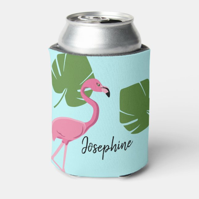 Porta-lata Bachelorette Tropical Rosa Personalizada Flamingo (Can Back)