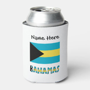 Porta-lata Bahamas e Bandeira das Bahamas com o Seu Nome