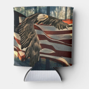 Porta-lata Bald Eagle American Flag Country Road