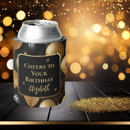 Porta-lata Balões de Aniversário Dourados Elegantes