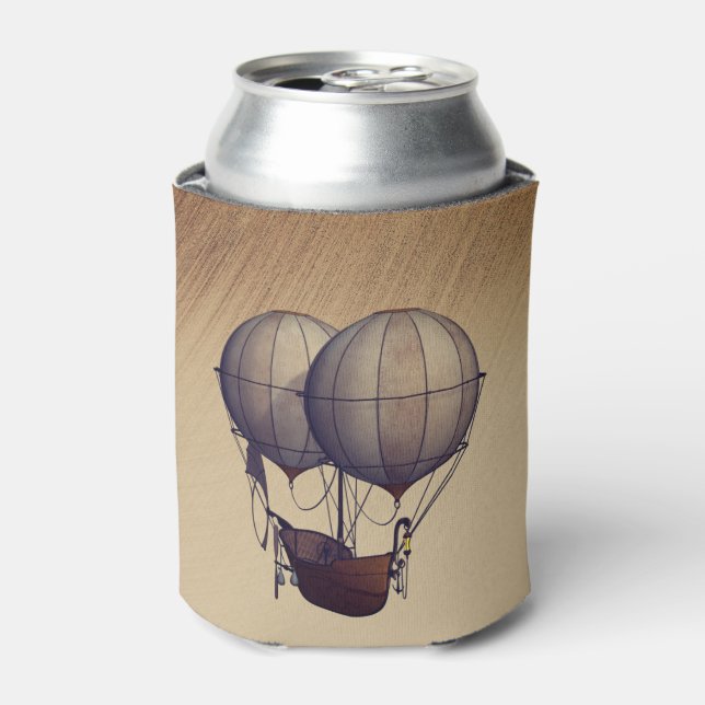 Porta-lata Balões de Ar Quente Steampunk com Navio (Can Front)