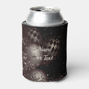 Porta-lata Balões de brilho preto monograma Elegante