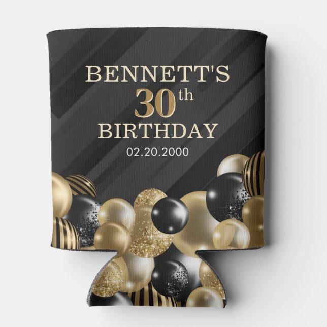 Porta-lata Balões Pretos Dourados (Traseira)