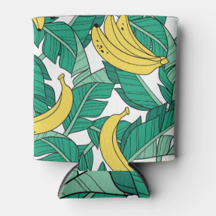 Porta-lata Banana Leaves: Padrão Vintage Branco.
