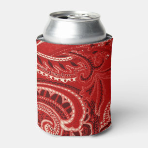 Porta-lata Bandanna/Bandana retros vermelhos de Paisley