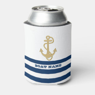 Porta-lata Bandas brancas azuis, Marinhos de âncora Dourada, 