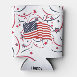 Porta-lata Bandeira Americana e Fogos de Artifício