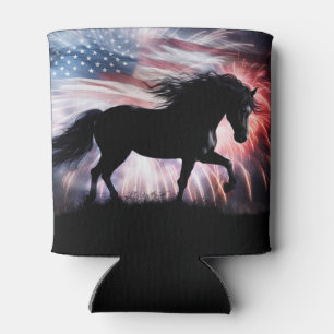 Porta-lata Bandeira Americana e Lindo Cavalo Country Western