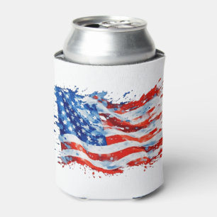 Porta-lata Bandeira Americana EUA Aquarela 4 de Julho