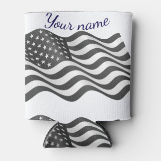 Porta-lata bandeira americana Você pode escrever seu nome aqu