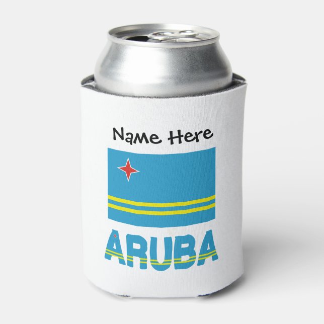 Porta-lata Bandeira Aruba e Aruban com seu nome (Can Front)