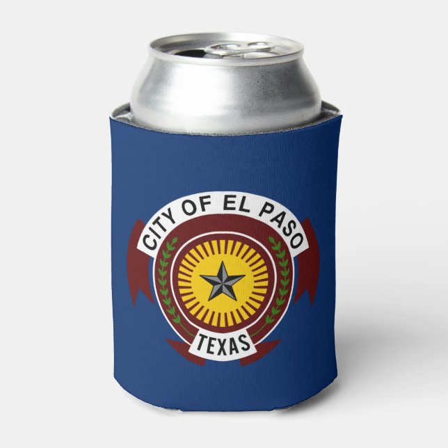 Porta-lata Bandeira da Cidade de El Paso, Texas Can Cooler (Can Front)
