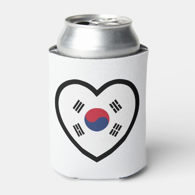Porta-lata Bandeira da Coreia do Sul Coração (Can Front)