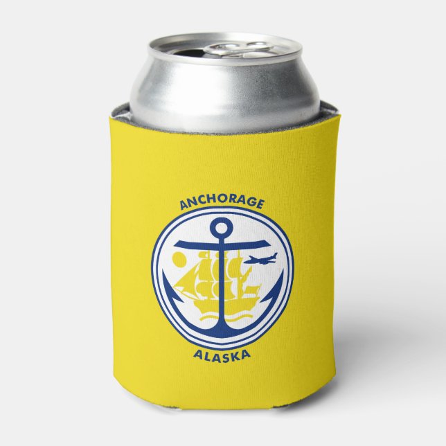 Porta-lata Bandeira de Anchorage, Alaska Can Cooler (Can Front)