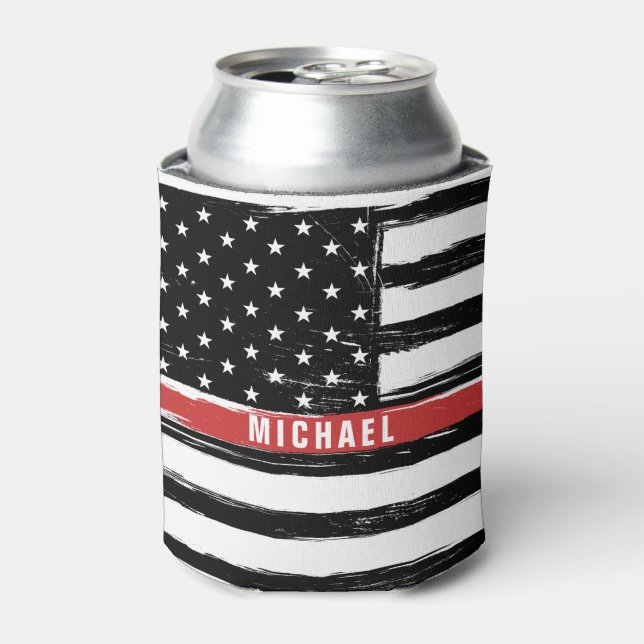 Porta-lata Bandeira de Bombeiro Thin Red Line Personalizada G (Can Front)